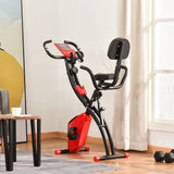 easycomfort easycomfort cyclette pieghevole 2 in 1 resistenza magnetica regolabile 8 livelli bici da fitness con sensore di frequenza cardiaca elastici per braccia schermo lcd rosso