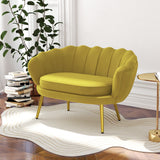 easycomfort easycomfort divanetto 2 posti in stile industrial chic in tessuto effetto velluto e metallo 130x77x77 cm giallo