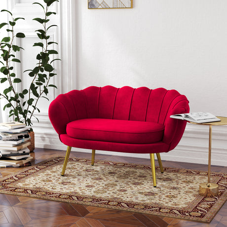 easycomfort easycomfort divanetto 2 posti in stile industrial chic in tessuto effetto velluto e metallo 130x77x77 cm rosso scuro