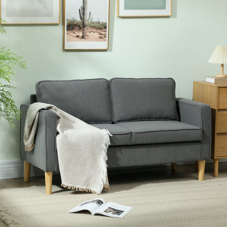 easycomfort easycomfort divano 2 posti con spazio contenitore e 2 cuscini in tessuto effetto velluto e legno 140x63x79 cm grigio