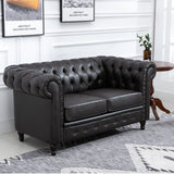 easycomfort easycomfort divano 2 posti in stile chesterfield in pelle pu con cuscino rimovibile 160x84x80 cm nero