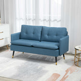 easycomfort easycomfort divano 2 posti in tessuto con cuscini imbottiti e gambe in acciaio 139x68x80cm blu scuro