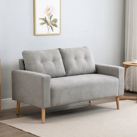 easycomfort easycomfort divano 2 posti moderno in stile nordico con schienale trapuntato in poliestere e legno 145x76x88 cm grigio chiaro ean 8054144135021