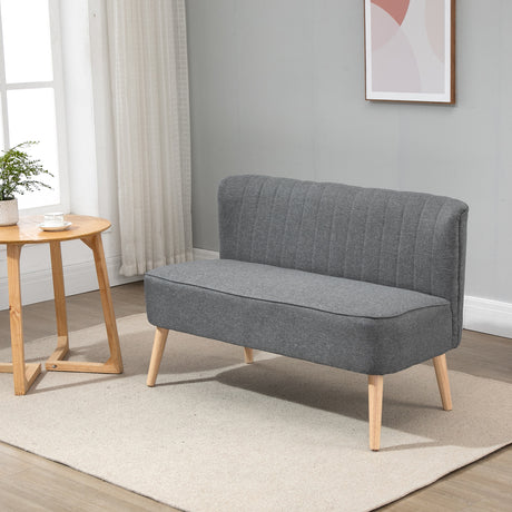 easycomfort easycomfort divano 2 posti moderno in tessuto senza braccioli divanetto da salotto con gambe in legno 117x56 5x77 cm grigio chiaro