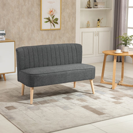 easycomfort easycomfort divano 2 posti moderno in tessuto senza braccioli divanetto da salotto con gambe in legno 117x56 5x77 cm grigio scuro