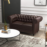 easycomfort easycomfort divano 2 posti stile chesterfield con cuscino rimovibile in ecopelle legno e metallo 160x84x80 cm marrone