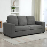 easycomfort easycomfort divano 3 posti in tessuto con cuscini imbottiti e rivestimento effetto lino 237x94x102cm grigio