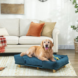 easycomfort easycomfort divano lettino per cani grandi fino 30 kg da interno con cuscino rimovibile 96x66x24 cm blu