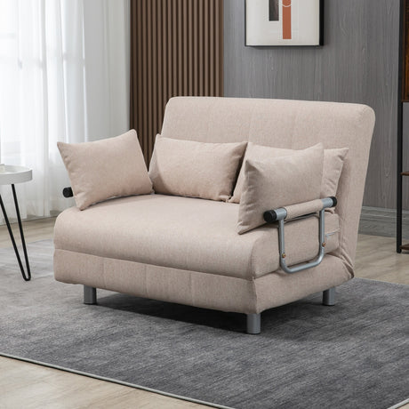 easycomfort easycomfort divano letto 2 posti 3 in 1 convertibile in poltrona reclinabile e 4 cuscini 102x82x81 cm beige ean 8055776914848
