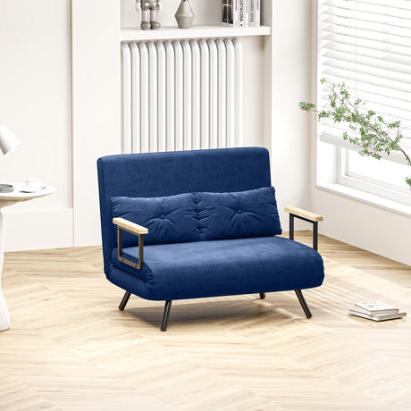 easycomfort easycomfort divano letto 3 in 1 in tessuto effetto velluto con schienale regolabile e 2 cuscini 102x73x81 cm blu