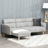 easycomfort easycomfort divano letto 3 posti divano angolare in tessuto grigio con schienale regolabile stile scandinavo 207x146x80cm