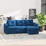 easycomfort easycomfort divano letto angolare 3 posti effetto velluto e chaise longue con contenitore 232x141x85cm blu