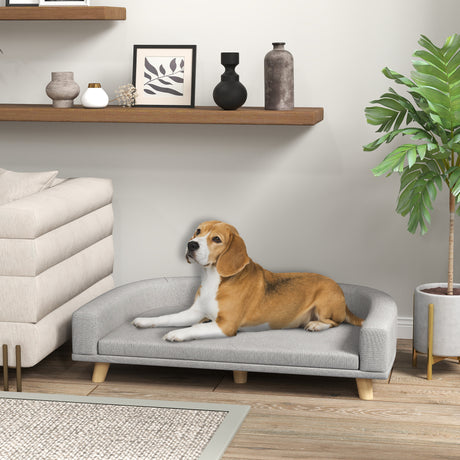 easycomfort easycomfort divano per cani di taglia grande con cuscino sfoderabile in poliestere e legno 98x67x25 cm grigio