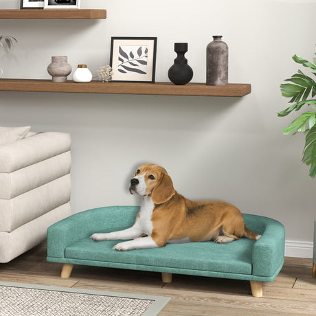 easycomfort easycomfort divano per cani di taglia grande con gambe rialzate e cuscino sfoderabile 98x67x25 cm verde chiaro
