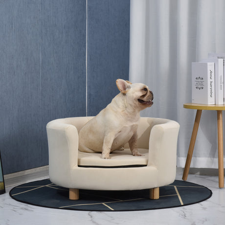 easycomfort easycomfort divano per cani e gatti imbottito con schienale e cuscino rimovibile 65x64x37cm crema