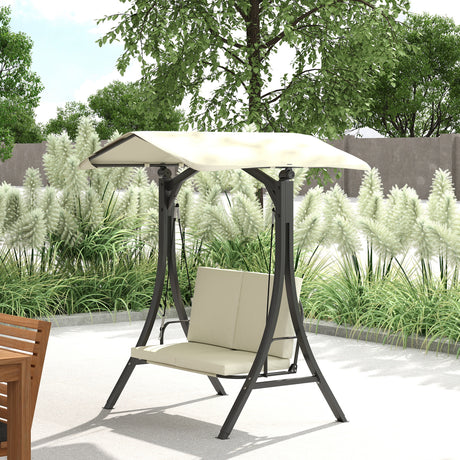 easycomfort easycomfort dondolo da giardino 2 posti con tettuccio regolabile e cuscini 150x120x182 cm crema
