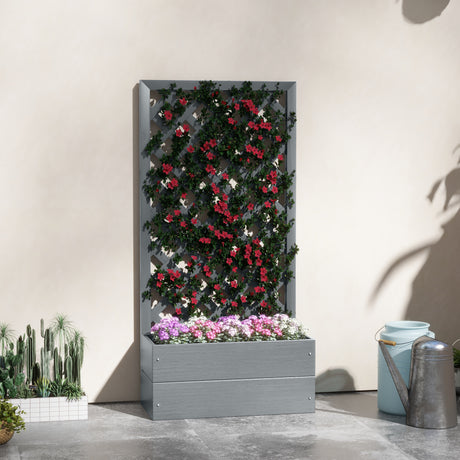 easycomfort easycomfort fioriera con grigliato posteriore e fessura di drenaggio in legno composito 65x33 5x135 cm grigia