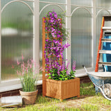easycomfort easycomfort fioriera con traliccio per rampicanti con foro di drenaggio e fodera in legno 40x40x120 cm marrone