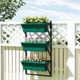 easycomfort easycomfort fioriera da esterno verticale e 3 vasi per piante in plastica con fori di drenaggio 56x42x100 cm verde