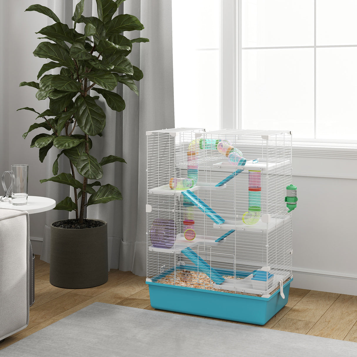 easycomfort easycomfort gabbia per criceti 6 livelli con tunnel ruota rampe casetta bottiglia e ciotola azzurro