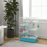 easycomfort easycomfort gabbia per criceti 6 livelli con tunnel ruota rampe casetta bottiglia e ciotola azzurro