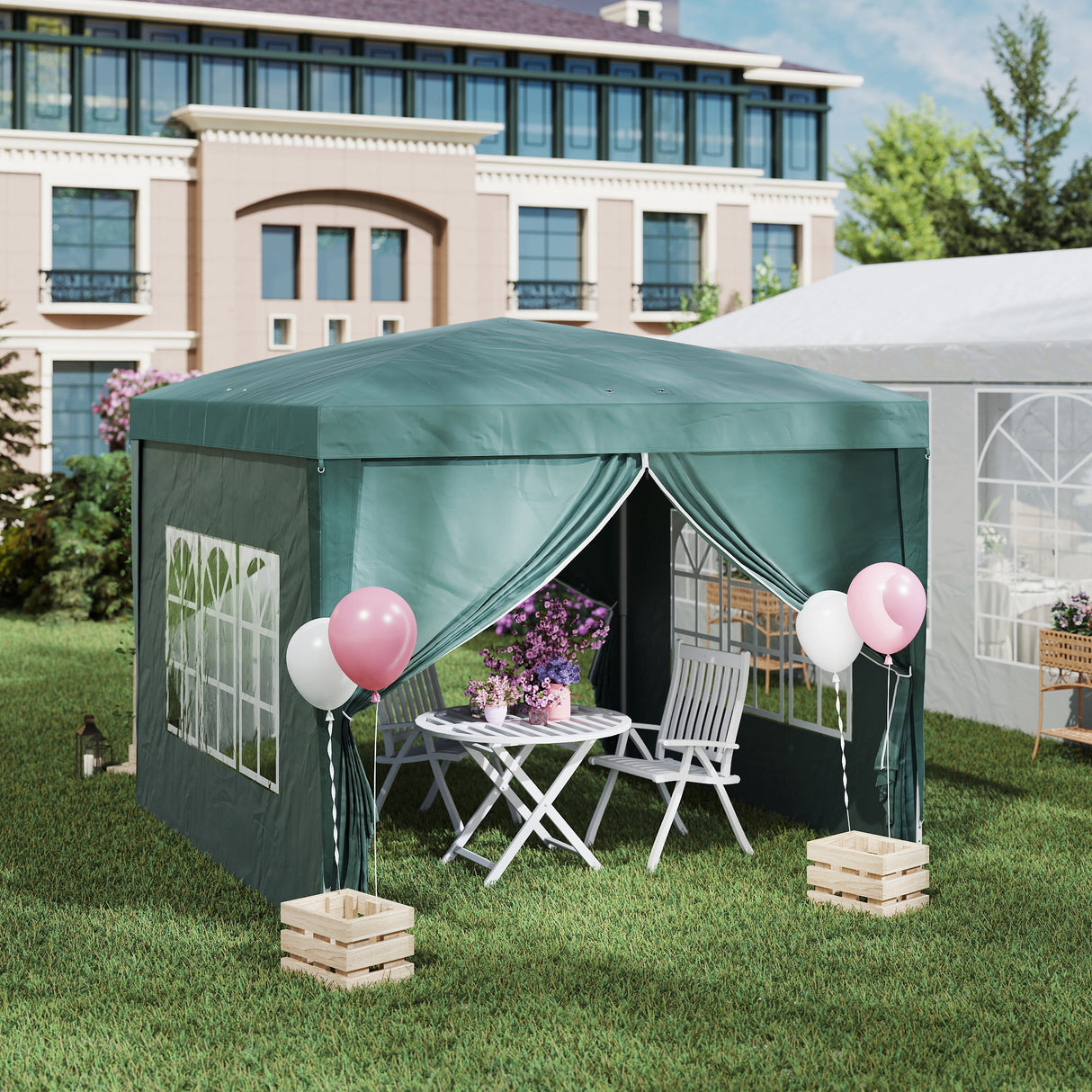 easycomfort easycomfort gazebo 3x3 m da giardino impermeabile in acciaio con copertura in tessuto oxford verde