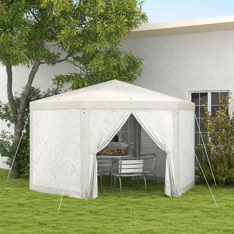 easycomfort easycomfort gazebo da giardino esagonale con doppio ingresso in metallo e poliestere 3 94x3 94x2 5 m crema