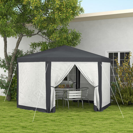 easycomfort easycomfort gazebo da giardino esagonale con doppio ingresso in metallo e poliestere 3 94x3 94x2 5 m grigio