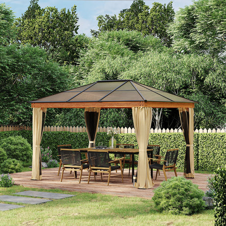 easycomfort easycomfort gazebo da giardino in acciaio alluminio e poliestere con tetto in policarbonato e zanzariere 2 94x3 60x2 67 m