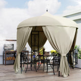 easycomfort easycomfort gazebo da giardino rotondo 3m con tende e prese daria in metallo e poliestere beige