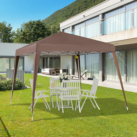 easycomfort easycomfort gazebo pieghevole da giardino 2 4x2 4m con struttura in acciaio e corde antivento caffe