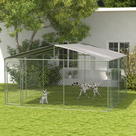 easycomfort easycomfort kennel per cani in metallo con tettuccio in tessuto oxford e porta con blocco 4x4x2 3m