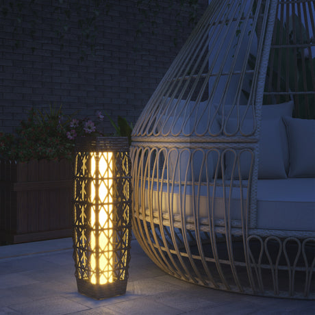 easycomfort easycomfort lampada solare da giardino con illuminazione led in acciaio e rattan pe 20x20x68 cm grigio