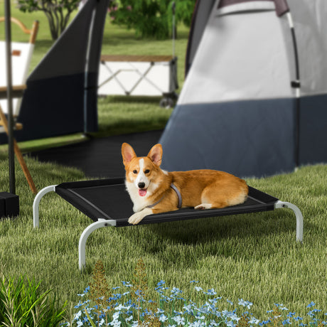 easycomfort easycomfort lettino per cani rialzato con seduta traspirante in metallo e tessuto 90x65x20 cm nero e argento