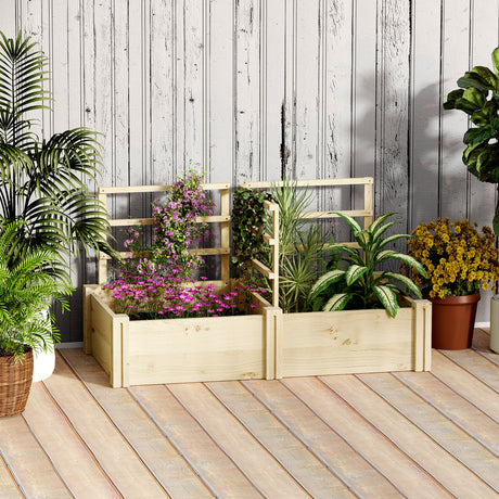 easycomfort easycomfort letto per orto con 3 tralicci e 2 fioriere in legno di abete con fondo aperto 119x62 5x64 cm color legno