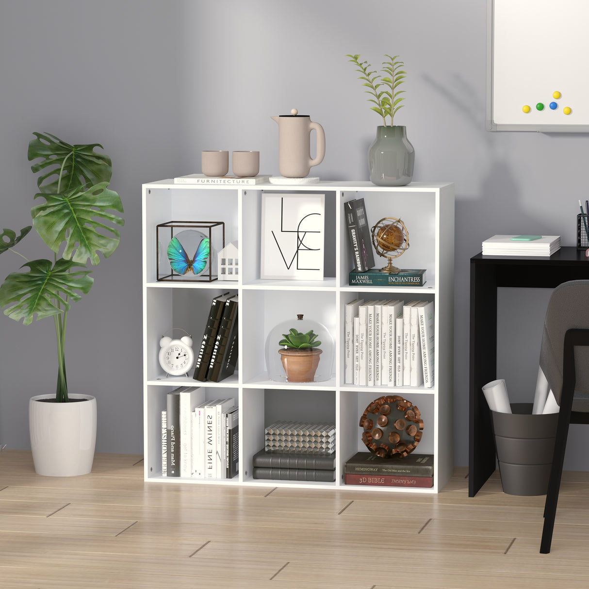 easycomfort easycomfort libreria bianca per casa e ufficio scaffale dal design moderno con 9 scomparti in legno 91 5 x 29 5 x 91 5 cm ean 8054111844895