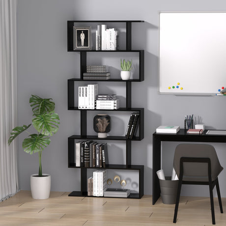 immagine-2-easycomfort-easycomfort-libreria-legno-design-moderno-con-6-ripiani-80-23-192cm-nero-ean-8054111849937