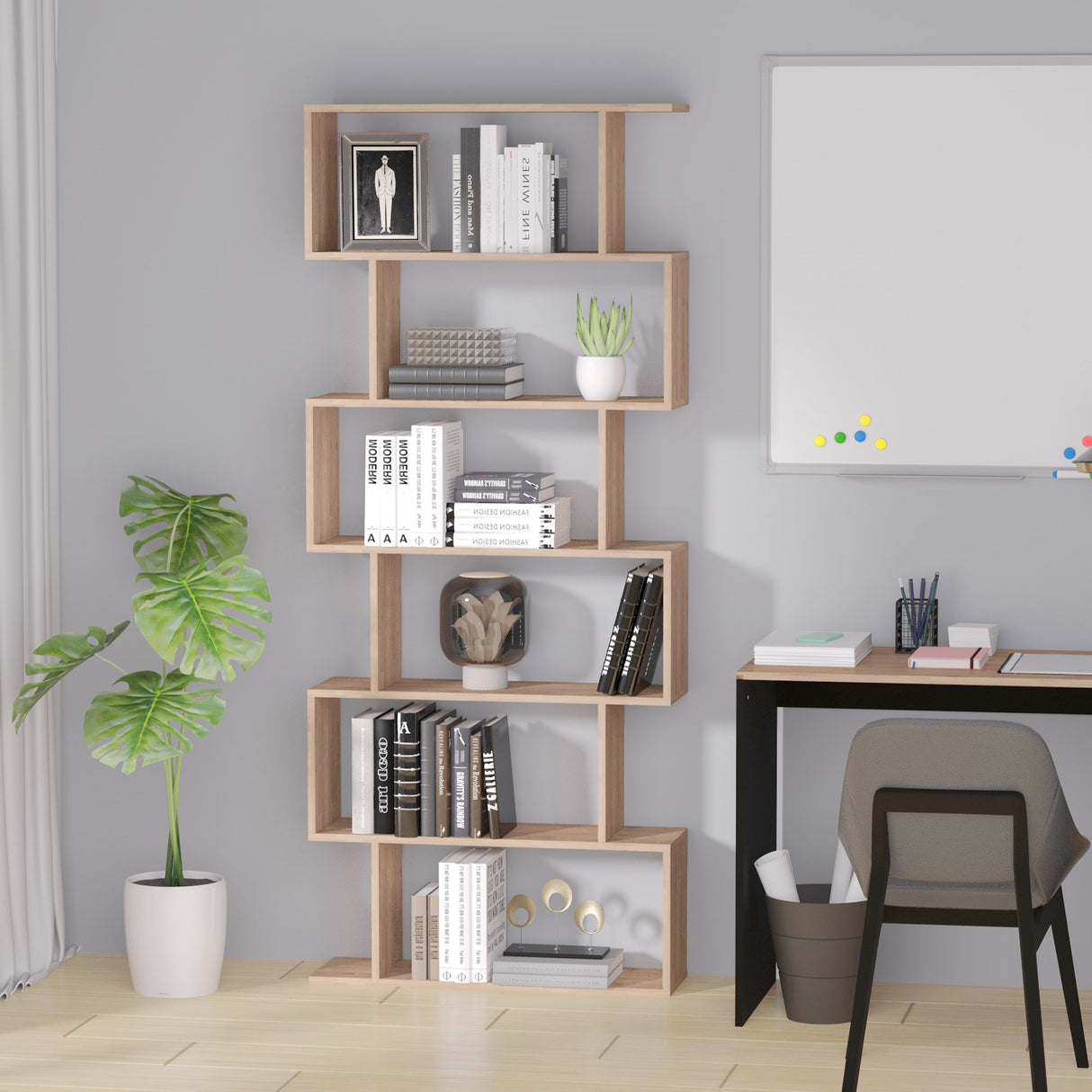 immagine-2-easycomfort-easycomfort-libreria-legno-design-moderno-con-6-ripiani-legno-naturale-80-23-192cm-ean-8054111844147