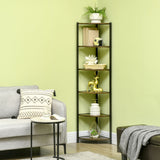 immagine-2-easycomfort-easycomfort-libreria-moderna-angolare-a-6-ripiani-in-metallo-e-mdf-34x34x166cm-marrone-e-nero