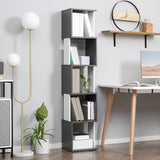 immagine-2-easycomfort-easycomfort-libreria-moderna-salvaspazio-a-5-ripiani-in-legno-33x28x161cm-grigio-e-bianco