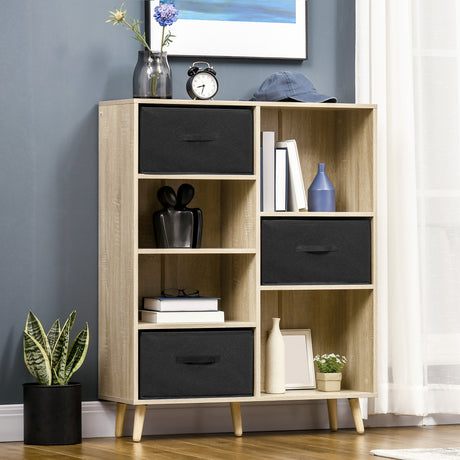 immagine-2-easycomfort-easycomfort-libreria-scaffale-a-7-vani-con-3-cassetti-rimovibili-e-pieghevoli-90x30x102-5cm-legno