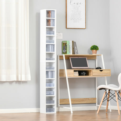 easycomfort easycomfort libreria scaffale porta cd set 2 pezzi a 12 ripiani in legno 21x19 2x88 3 cm bianco