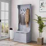 easycomfort easycomfort mobile appendiabiti 3 in 1 con 4 ganci e panca contenitore in legno 71 5x39 5x170 cm grigio