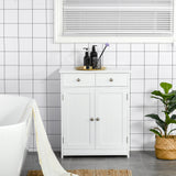 easycomfort easycomfort mobile bagno a 2 ante con ripiano regolabile e 2 cassetti in legno 60x30x75 cm bianco