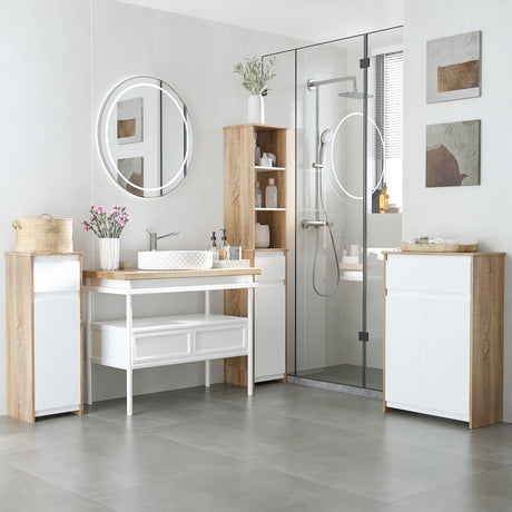 easycomfort easycomfort mobile bagno con cassetto e armadietto con ripiano regolabile interno in mdf 32 6x30x90 cm