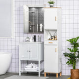 easycomfort easycomfort mobile bagno salvaspazio in legno mobile a colonna con armadietti e cassetto 39x30x180cm bianco ean 8054144139265