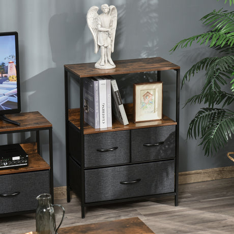 easycomfort easycomfort mobile cassettiera multiuso con 3 cassetti pieghevoli in tessuto arredamento soggiorno e camera 58x29x81 5cm grigio scuro