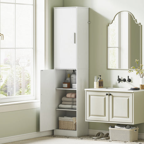 easycomfort easycomfort mobile colonna bagno a 2 armadietti con 6 ripiani regolabili in legno 40x35x180 cm bianco