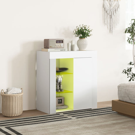 easycomfort easycomfort mobile contenitore a led con 3 ripiani aperti e armadietto a 2 livelli in legno e vetro 75x40 1x83 cm bianco