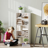 easycomfort easycomfort mobile libreria a 5 ripiani con 3 scaffali flessibili in legno 60x24x133 5 cm bianco